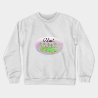 Alad watercolor Island travel, beach, sea and palm trees. Holidays and rest, summer and relaxation Crewneck Sweatshirt